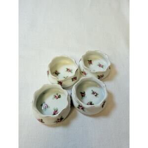 4 O&EG Royal Austria White With Tiny Roses Open Salt Sellers- Read